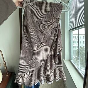 Strapless striped asymmetrical dress